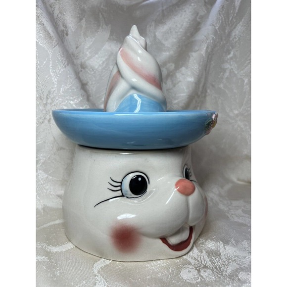 Bunny Rabbit Reamer/Juicer Pastel Ceramic Cracker Barrel, Collectible Vase - Picture 6 of 13